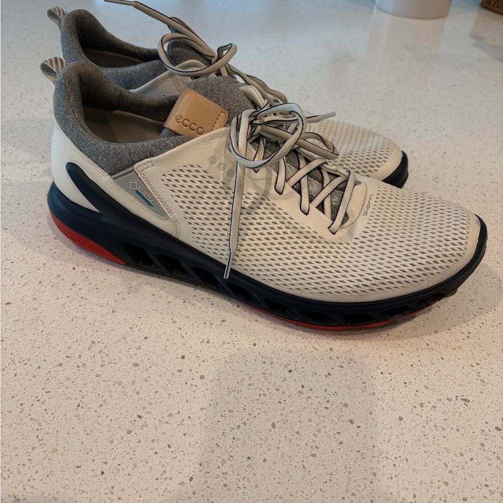 Ecco White and Gray Athletic Shoes with Breathable Mesh